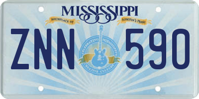 MS license plate ZNN590