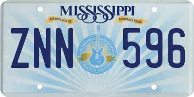 MS license plate ZNN596