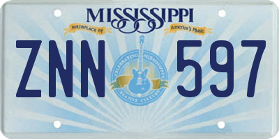 MS license plate ZNN597