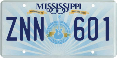 MS license plate ZNN601