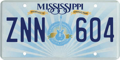 MS license plate ZNN604
