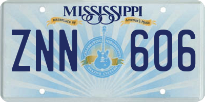 MS license plate ZNN606