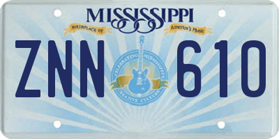 MS license plate ZNN610