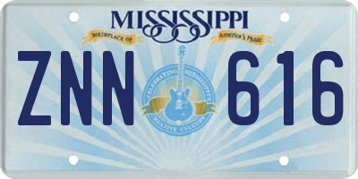 MS license plate ZNN616