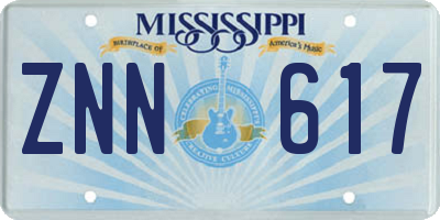 MS license plate ZNN617