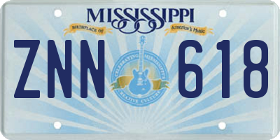 MS license plate ZNN618