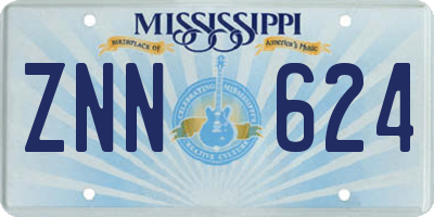 MS license plate ZNN624