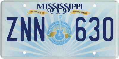 MS license plate ZNN630