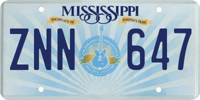 MS license plate ZNN647