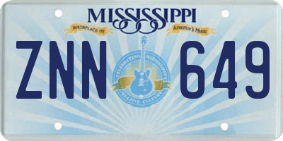 MS license plate ZNN649