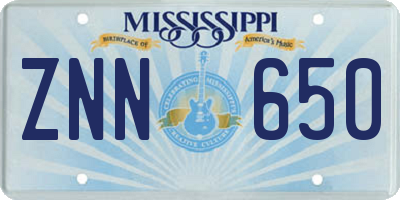 MS license plate ZNN650