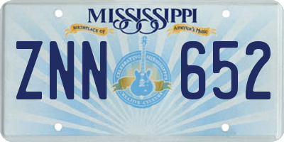 MS license plate ZNN652