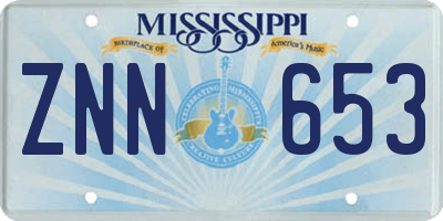 MS license plate ZNN653