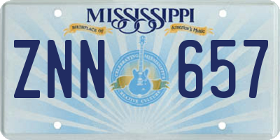 MS license plate ZNN657