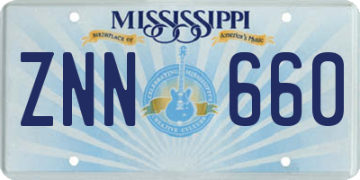 MS license plate ZNN660