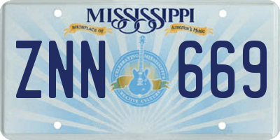 MS license plate ZNN669