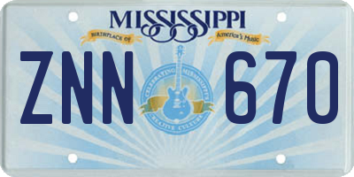 MS license plate ZNN670