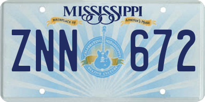 MS license plate ZNN672