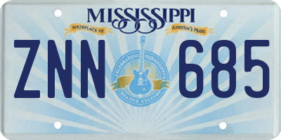 MS license plate ZNN685
