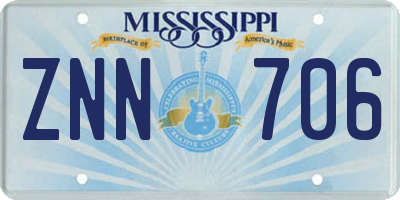 MS license plate ZNN706