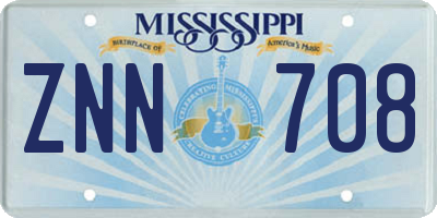 MS license plate ZNN708