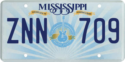 MS license plate ZNN709