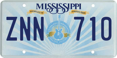 MS license plate ZNN710