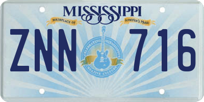 MS license plate ZNN716