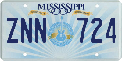 MS license plate ZNN724