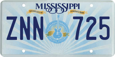 MS license plate ZNN725