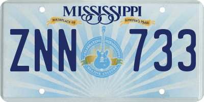 MS license plate ZNN733