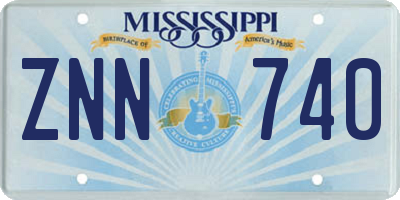 MS license plate ZNN740