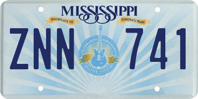 MS license plate ZNN741