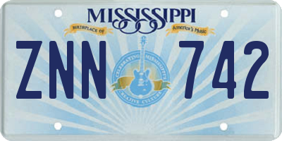 MS license plate ZNN742