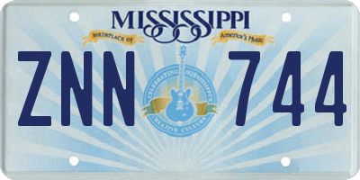 MS license plate ZNN744