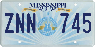 MS license plate ZNN745