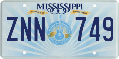 MS license plate ZNN749