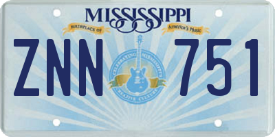 MS license plate ZNN751