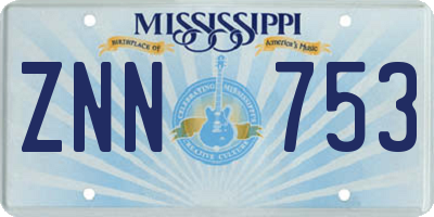 MS license plate ZNN753