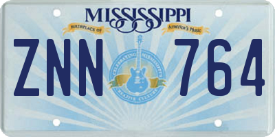 MS license plate ZNN764