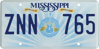 MS license plate ZNN765