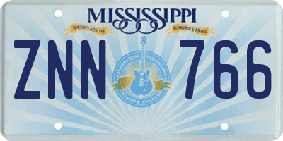 MS license plate ZNN766