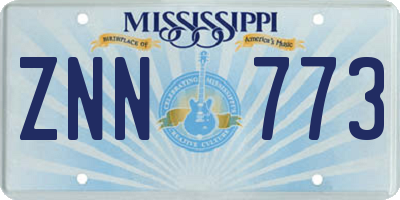 MS license plate ZNN773