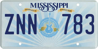 MS license plate ZNN783