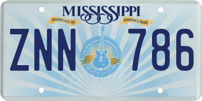MS license plate ZNN786