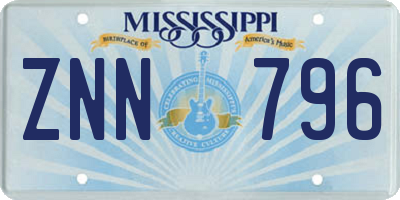MS license plate ZNN796