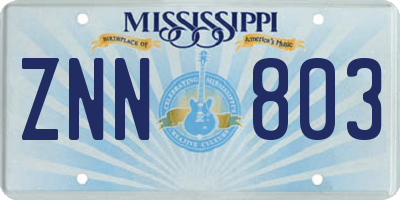 MS license plate ZNN803