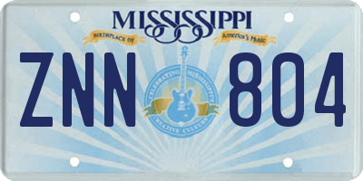 MS license plate ZNN804