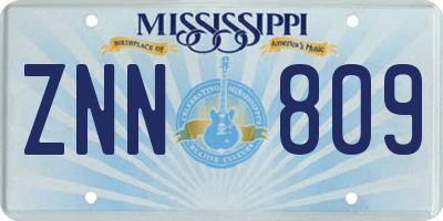 MS license plate ZNN809