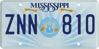 MS license plate ZNN810